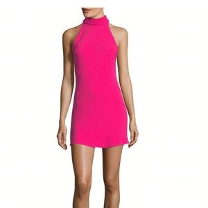 Brandon Maxwell Mock-Neck Halter Cocktail Minidress